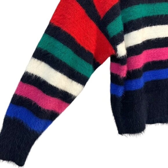 A New Day | Red Black Blue Stripe Eyelash Sweater Size Medium - Picture 5 of 8